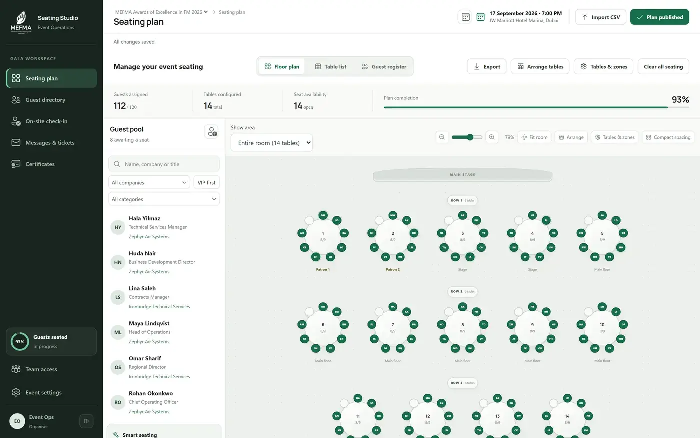 MEFMA seating plan editor