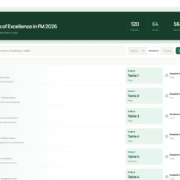 On-site check-in screen showing arrival counts and a searchable guest list, with sample guests